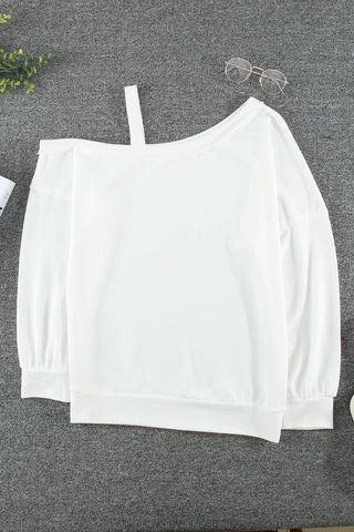 Asymmetrical Neck Long Sleeve T-Shirt Divacious