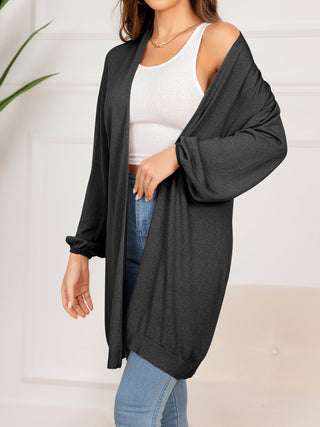 Dropped Shoulder Open Front Longline Cardigan Divacious