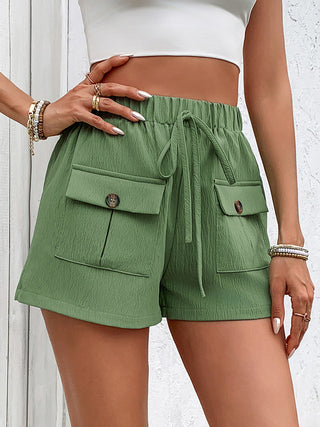 Tied Elastic Waist Shorts with Pockets Divacious