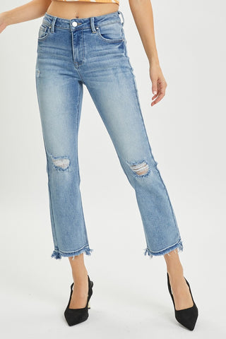 Full Size High Rise Distressed Cropped Straight Jeans Divacious