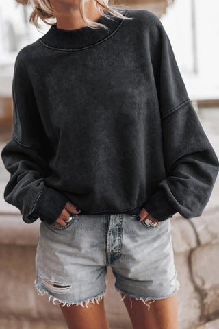 Round Neck Dropped Shoulder Sweatshirt Divacious