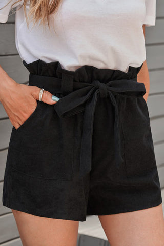 Paperbag Waist Belted Pocket Shorts Divacious