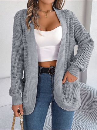 Open Front Long Sleeve Cardigan with Pockets Divacious