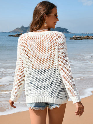 Openwork Dropped Shoulder Cover Up Trendsi