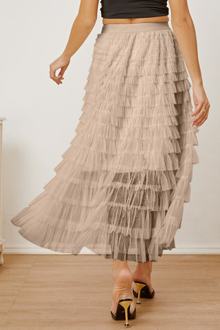 Ruched High Waist Tiered Skirt - Divacious