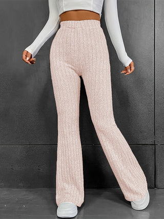 Ribbed High Waist Bootcut Pants Divacious