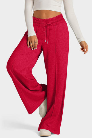 Drawstring Elastic Waist Wide Leg Pants - Divacious