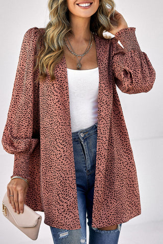 Leopard Print Balloon Sleeve Cardigan Divacious