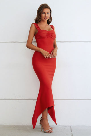 Ruched Sweetheart Neck Hem Detail Dress Trendsi