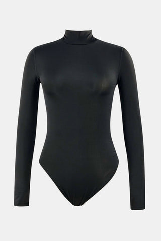 Mock Neck Long Sleeve One-Piece Swimwear Divacious