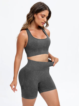 Scoop Neck Wide Strap Top and Shorts Active Set Trendsi