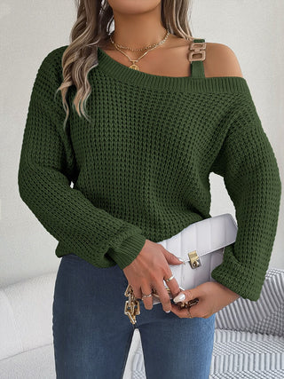 Asymmetrical Neck Long Sleeve Sweater Divacious