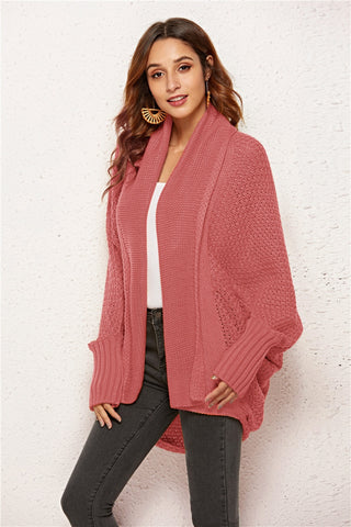 Open Front Batwing Sleeve Cardigan Divacious