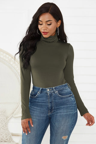 Turtleneck Long Sleeve Bodysuit Divacious