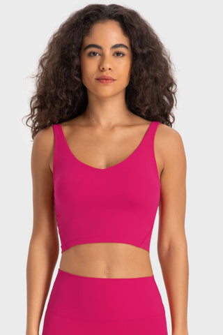 Millennia Deep V-Neck Crop Sports Bra Trendsi