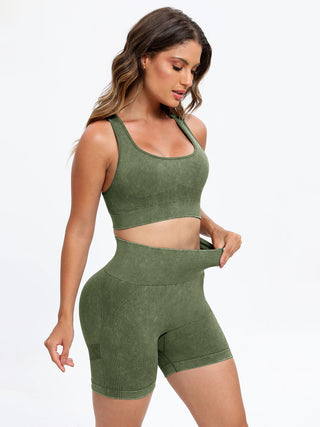 Scoop Neck Wide Strap Top and Shorts Active Set Trendsi