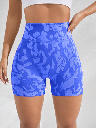 Printed High Waist Active Shorts Divacious