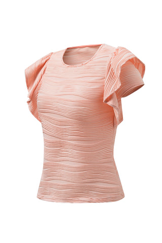 Textured Round Neck Cap Sleeve Top Divacious