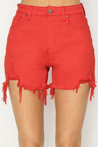 High Rise Distressed Denim Shorts Divacious