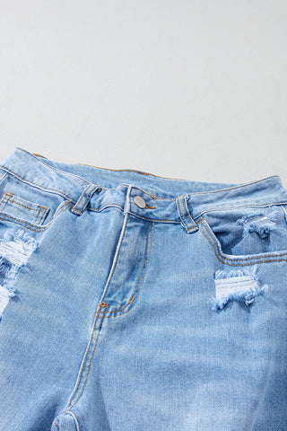 Distressed Raw Hem Jeans with Pockets Divacious