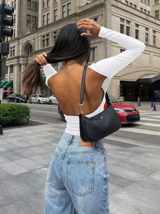 Backless Round Neck Long Sleeve Blouse - Divacious