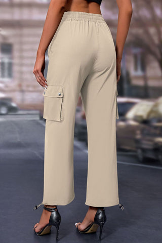 Elastic Waist Pants with Pockets Divacious