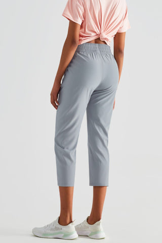 Elastic Waist Cropped Sports Pants Trendsi