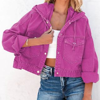 Hooded Dropped Shoulder Denim Jacket Divacious