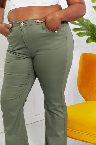 Clementine Full Size High-Rise Bootcut Jeans in Olive Divacious