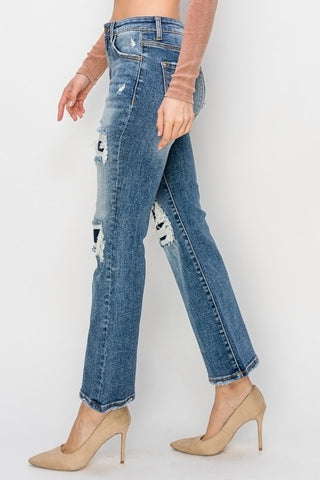 Full Size High Rise Distressed Ankle Flare Jeans Divacious