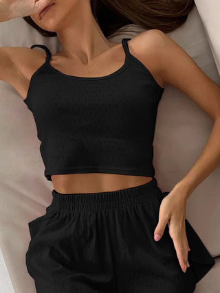 Scoop Neck Top and Elastic Waist Shorts Set Trendsi