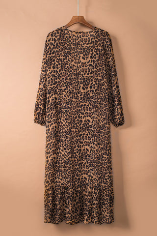 Leopard Open Front Long Sleeve Cover Up Divacious