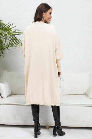 Open Front Dropped Shoulder Cardigan Divacious