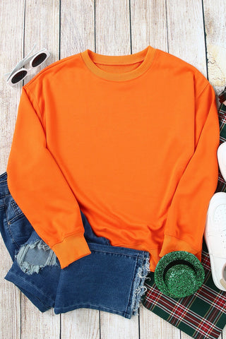 Round Neck Dropped Shoulder Sweatshirt Divacious