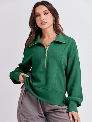 Half Zip Up Collared Sweatshirts Divacious