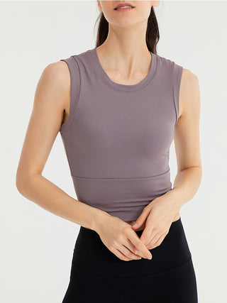 Round Neck Sleeveless Sports Tank Top Trendsi