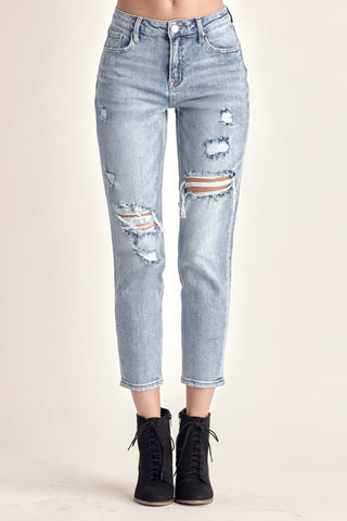 Distressed Slim Cropped Jeans Divacious