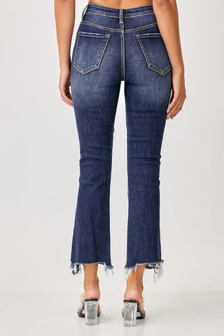 Full Size Frayed Hem Cropped Straight Jeans Divacious