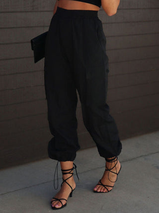 High Waist Drawstring Pants with Pockets Divacious