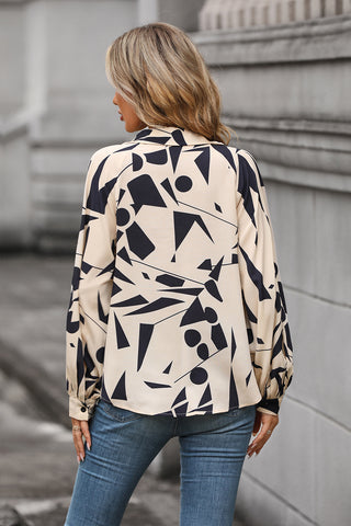 Printed Johnny Collar Blouse Divacious