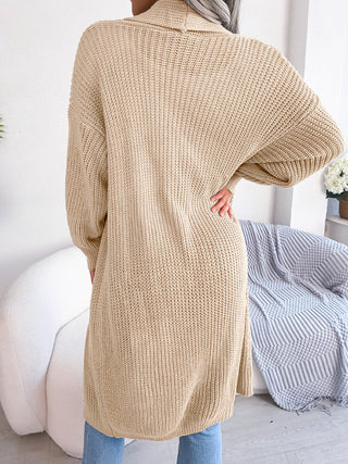 Open Front Dropped Shoulder Longline Cardigan Divacious