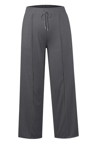 Drawstring Elastic Waist Wide Leg Pants - Divacious