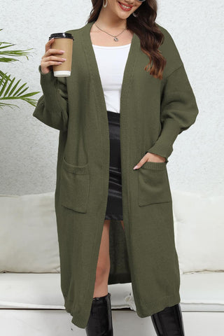 Open Front Dropped Shoulder Cardigan Divacious