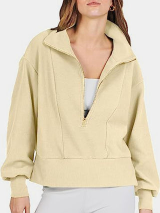 Half Zip Up Collared Sweatshirts Divacious