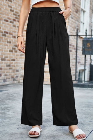 Elastic Waist Wide Leg Pants Divacious