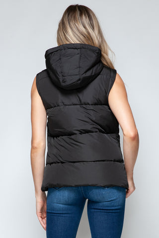 Snobbish Snap and Zip Closure Hooded Vest Trendsi