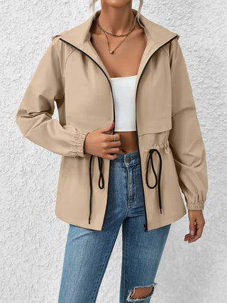 Drawstring Zip Up Hooded Jacket Divacious