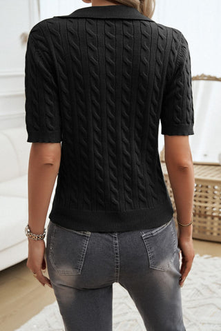 Cable-Knit Short Sleeve Sweater Divacious