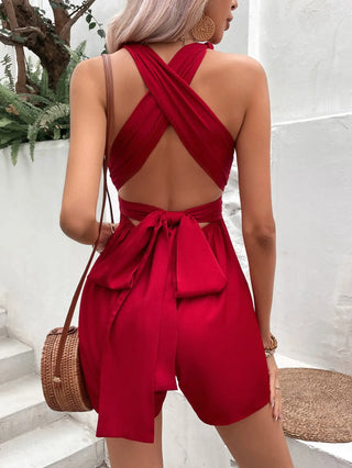 Knot Detail Tie Back Romper Divacious