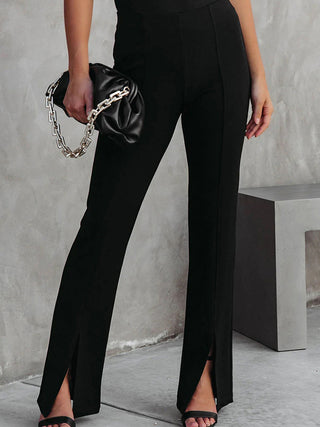 Front Slit Flare Leg Pants Divacious